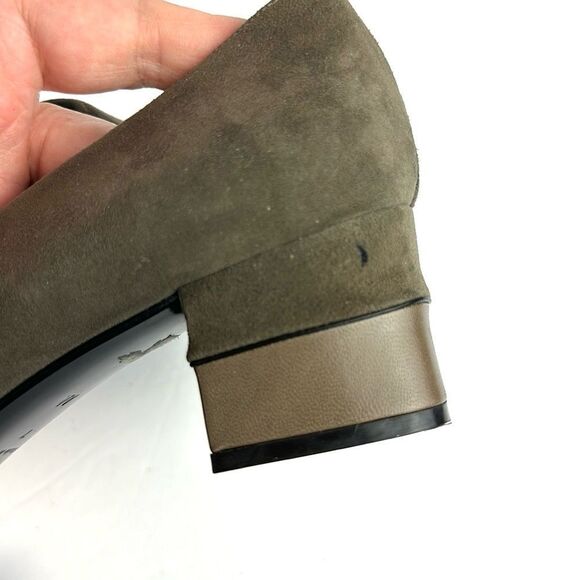 Bruno Magli Italy Suede Leather Taupe Shoes Pumps Heels Square Toe size US 7 - Picture 14 of 14